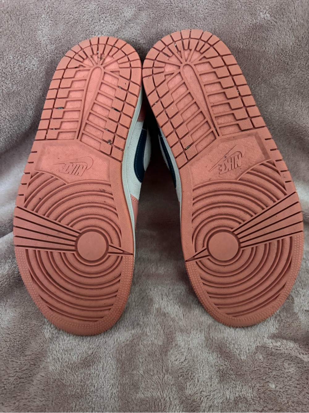 Air Jordan Low Top Sneakers in Pink and Cream, Teal Swoosh - Picture 5 of 8